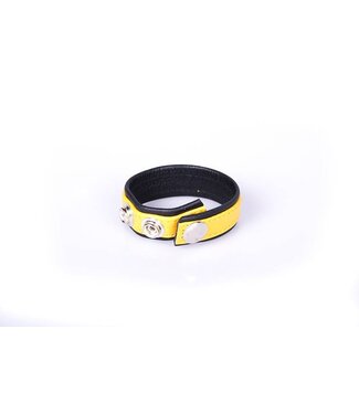 Kiotos Leather Rainbow Leather Cock Strap - Black & Yellow with Color Options