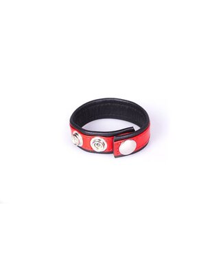 Kiotos Leather Kiotos Leather Leren Cock Strap Met Regenboogkleuren – Zwart en Rood