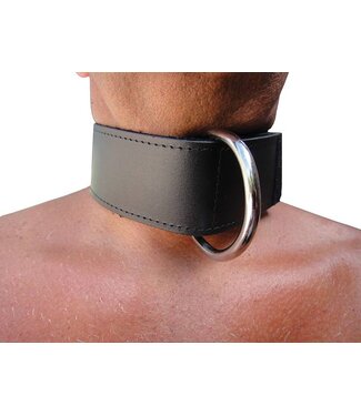 Kiotos Leather Stevige Leren Halsband 5 cm Breed Met Klittenband En Gelaste D-Ring