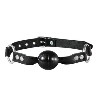 Kiotos Leather Bequemer Leder-Ballknebel Schwarz & Rot | Verstellbaren Riemen 11 cm
