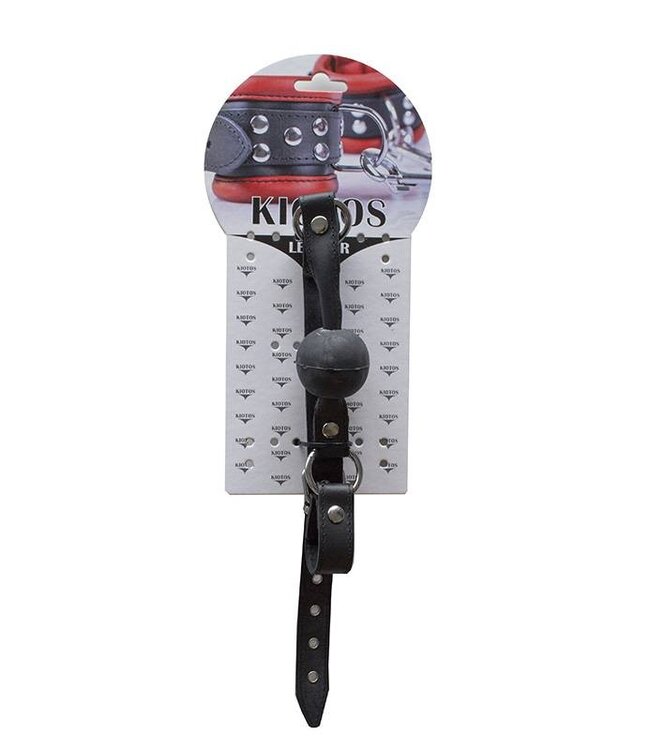 Kiotos Leather Kiotos Leren Ballgag Met 4 Cm Bal En Verstelbare 11 Cm Riemen Zwart/Rood