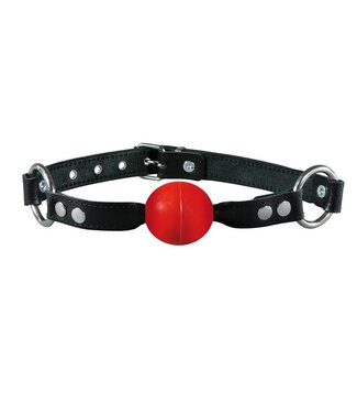 Kiotos Leather Kiotos Leren Ballgag Met 4 Cm Bal En Verstelbare 11 Cm Riemen Rood/Zwart