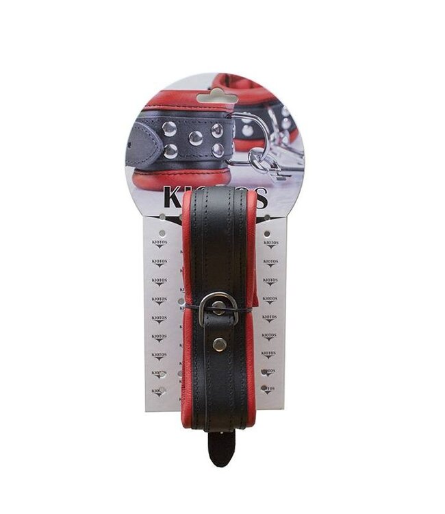 Kiotos Leather Rode Leren Halsband 5 cm Breed Met Studs En D-Ring – Kiotos Leather