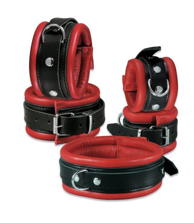 Kiotos Leather Durable 5cm Red Leather Collar with D-Ring and Soft Lining - Kiotos