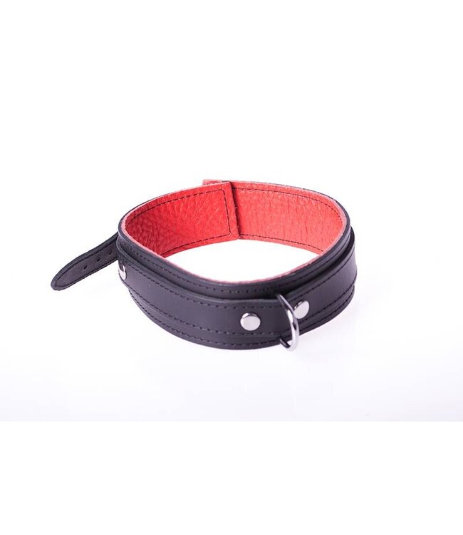 Kiotos Leather Kiotos Leather Rood Rundleer Halsband Met D-Ring Voor Speeltjes