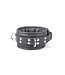 Kiotos Leather Schwarzes Halsband mit silbernen Nieten und D-Ringen | Kiotos