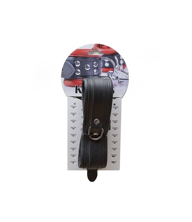 Kiotos Leather Duurzame Gepolsterde Lederen Halsband 5 cm Zwart Met D-Ring - Kiotos