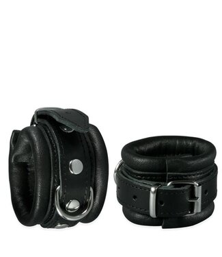 Kiotos Leather Stylish Kiotos Leather Handcuffs - Soft Lined, D-Ring, 5cm Black