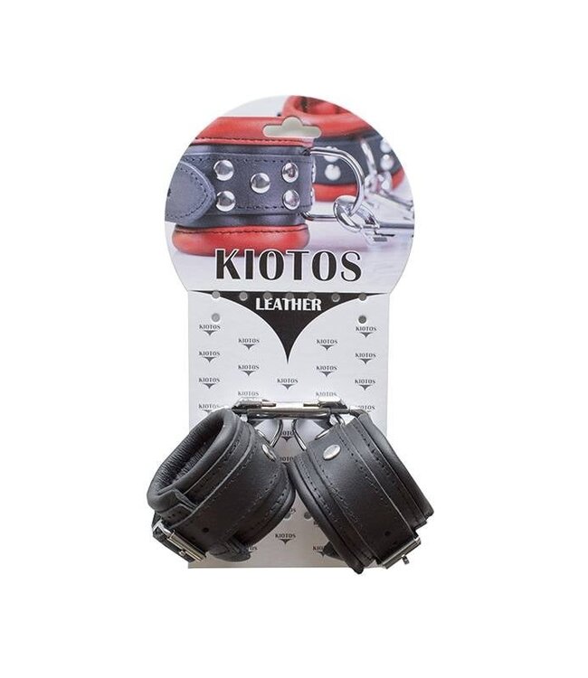 Kiotos Leather Stylish Kiotos Leather Handcuffs - Soft Lined, D-Ring, 5cm Black