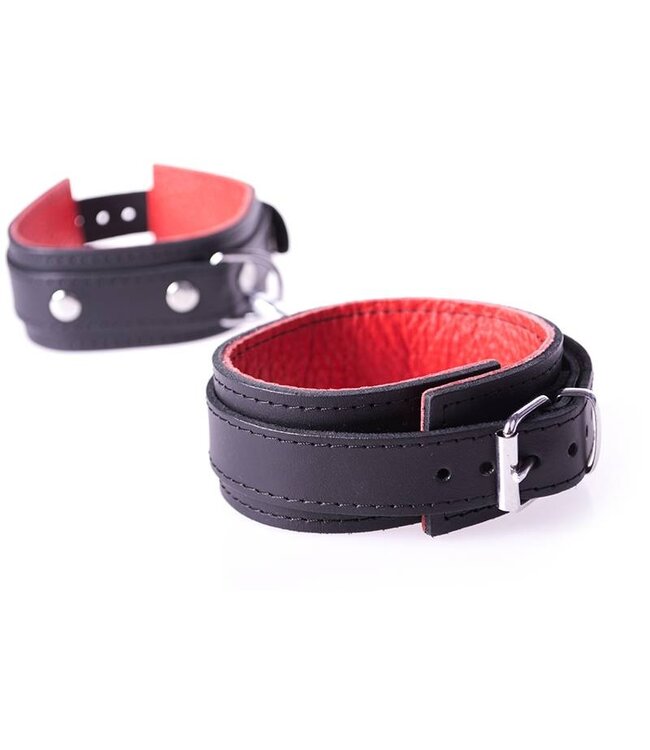 Kiotos Leather Adjustable Red Leather Handcuffs - Durable & Sexy Fun Accessory