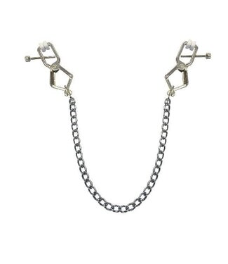 Kiotos Leather Metalen Krokodillenklem 35 cm Met Verstelbare Schroef En Zilveren Ketting