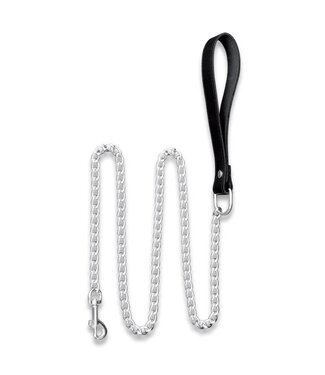 Kiotos Leather Durable Chain Leash with Leather Handle & Carabiner Hook, 1m