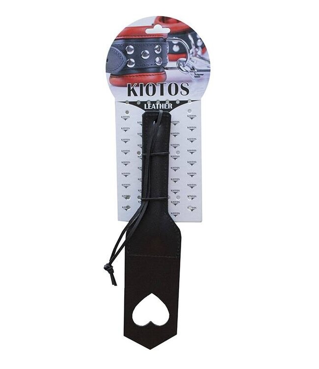 Kiotos Leather Kiotos Hard Love Paddle - Durable Leather, Intense Sensations, Red Heart