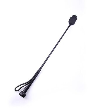Kiotos Leather Zwart Lederen 70 cm Crop Met Handpaddle Voor Kinky Spel