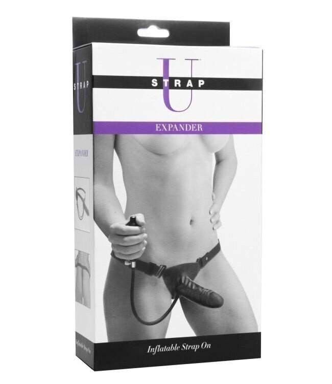 Aufblasbarer Strap-On-Dildo mit verstellbarem Harness – 15 cm, Schwarz