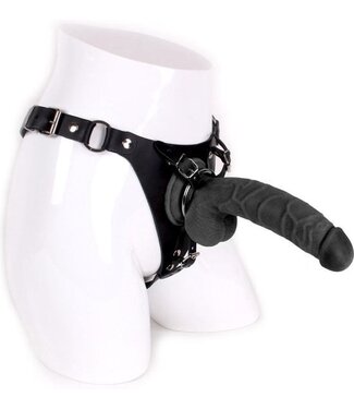 Kiotos COX Kiotos COX Lederen Strap-On Harnas Met 22 cm TPE Dildo En Stalen O-Ringen