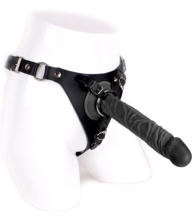 Kiotos COX Kiotos COX Leren Strap-On Harnas Met 23 cm Flexibele Black Dildo En Stalen O-ringen