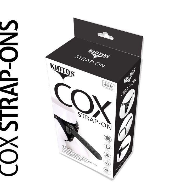 Kiotos COX Kiotos COX Leren Strap-On Harnas Met 23 cm Flexibele Black Dildo En Stalen O-ringen