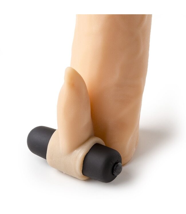 Virgite Flexibele Realistische Penis Sleeve 16,2 cm Met Vibrerende Clitorisstimulator