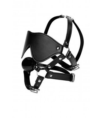 Strict Bondage Hoofdharnas Met Blinddoek En Ball Gag Voor Gecontroleerde Sensaties