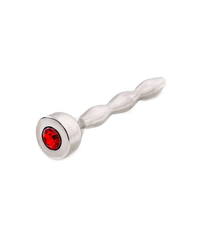 Adamo Wavy Penis Plug - High-Quality Stainless Steel with Red Gemstone