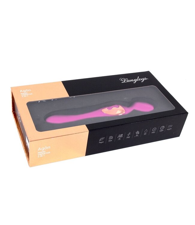 Lang Loys Lang Loys Dual Motor Wand Vibrator 10 Modi Roze Siliconen USB Oppladbaar