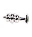 Kiotos Steel RVS Buttplug 9 cm Met Geribbeld Ontwerp En Groene Hartdiamant