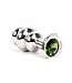 Kiotos Steel Heart-Shaped Ribbed Stainless Steel Butt Plug with Green Diamond 9cm