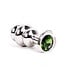 Kiotos Steel RVS Buttplug 9 cm Met Geribbeld Ontwerp En Groene Hartdiamant