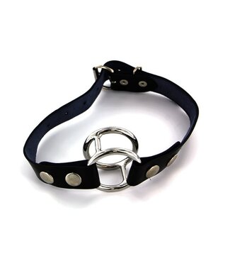 Kiotos Steel Kiotos Open Mouth Gag 40mm Met Verstelbare Zwartleren Stud Riem