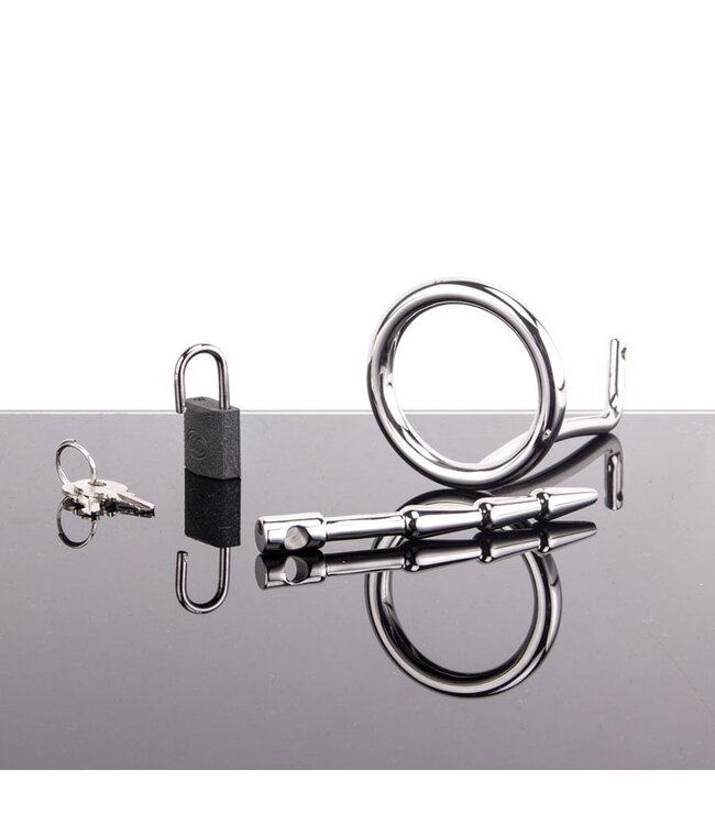 Kiotos Steel Penisplug mit Cockring und Schloss – Humped Cock Trap 45 mm für Kontrolle