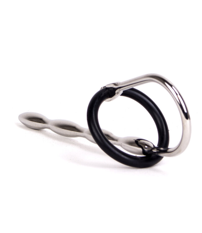 Kiotos Steel Roestvrijstalen Penisplug Met Cockring Set Kiotos Steel 13 cm