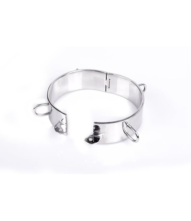 Kiotos Steel Kiotos Wide Stainless Steel Collar with Double D-Rings & Padlock