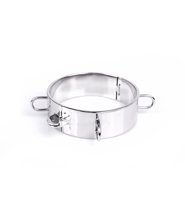 Kiotos Steel Kiotos Wide Stainless Steel Collar with Double D-Rings & Padlock