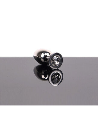 Kiotos Steel Elegant Small Hollow Butt Plug with Clear Gemstone - 5.8 cm