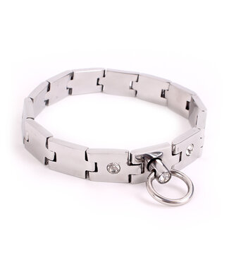 Kiotos Steel Elegantes Uhrenarmband mit drei Edelsteinen – Handgefertigte Luxuskette