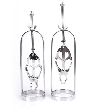 Kiotos Steel RVS Verstelbare Tepelklemmen Met Klaverklemmen Set Voor BDSM Gebruik