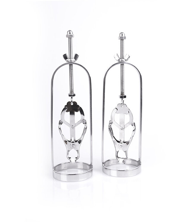 Kiotos Steel Adjustable Stainless Steel Nipple Clamps with Clover Design