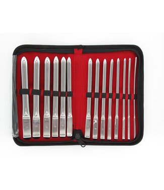 Kiotos Steel Kiotos Stainless Steel Single End Dilator Set | 14 Maten Met Leren Etui