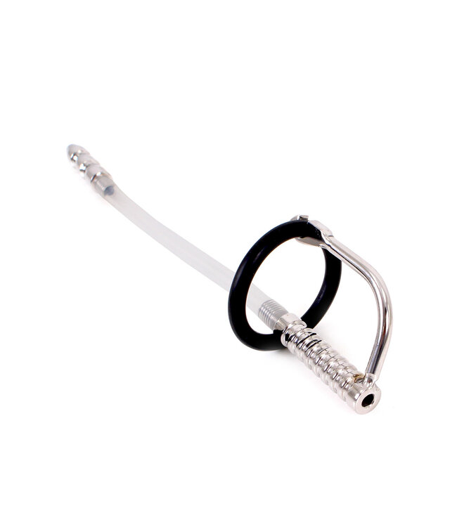 Kiotos Steel Ribbed Urethral Catheter & Penis Plug with Adjustable Rubber Rings