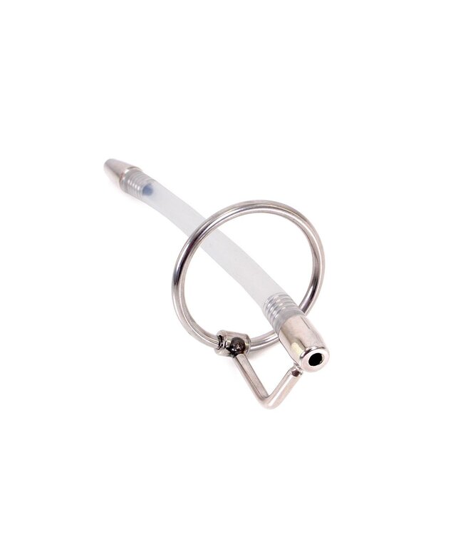 Kiotos Steel Urethrale Katheter Medium 12,8 cm Met RVS Punt En Verstelbare Glansringen