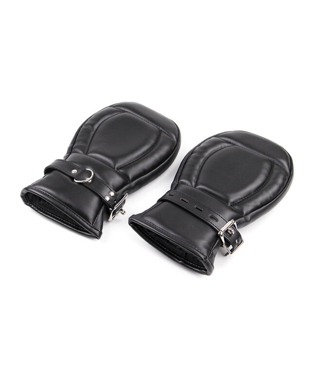 Kiotos Leather Vergrendelbare Gewatteerde PU-Leren BDSM Handschoenen Met Slot