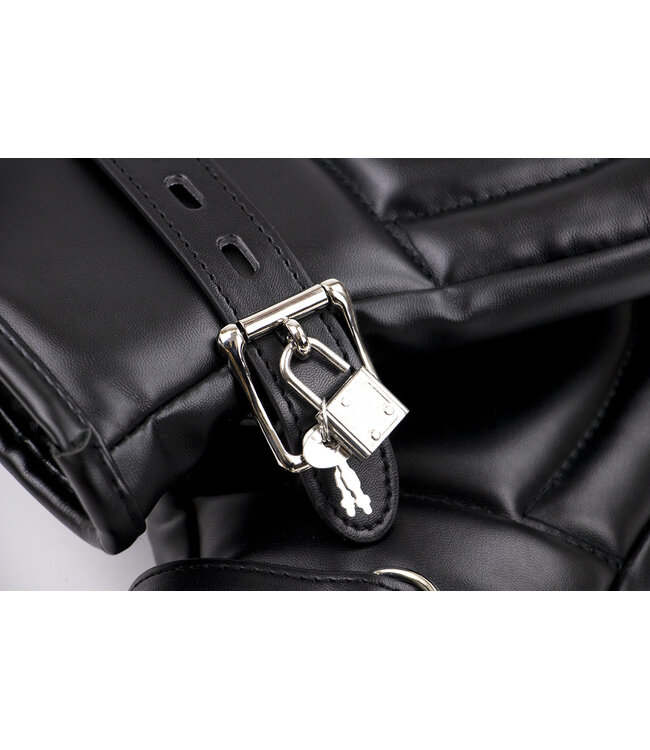 Kiotos Leather Vergrendelbare Gewatteerde PU-Leren BDSM Handschoenen Met Slot