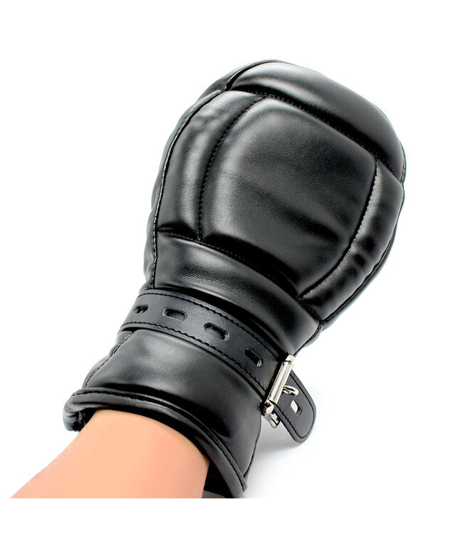 Kiotos Leather Vergrendelbare Gewatteerde PU-Leren BDSM Handschoenen Met Slot
