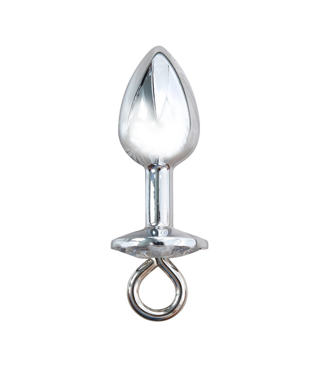 Kiotos Steel Verführerischer Analplug mit Kristall und verstellbarem PU-Lederriemen