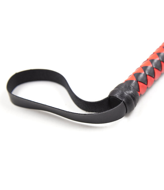 Kiotos Leather 190 cm Black & Red PU Leather Whip for Punishment and Play