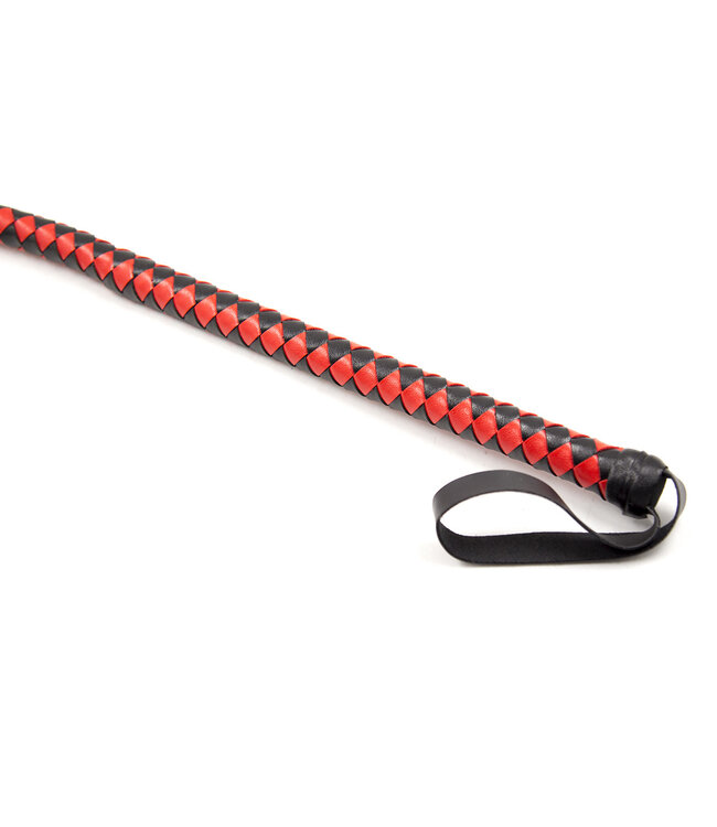 Kiotos Leather Fesselnde 190 cm lange schwarze & rote PU-Leder Peitsche für aufregende Spiele