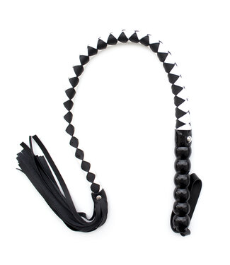 Kiotos Leather Zelle Mahagoni Flogger 85 cm – Elegante Schwarz-Weiß PU-Peitsche für Abenteuer