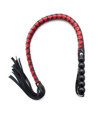 Kiotos Leather Schwarz-Rot PU-Peitsche 85 cm – Robuster Flogger für aufregende Spiele