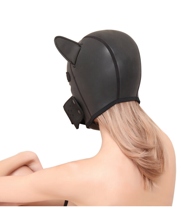 Zwart Neopreen Puppy Dog BDSM Masker Met Afneembare Snuit En Ademruimte